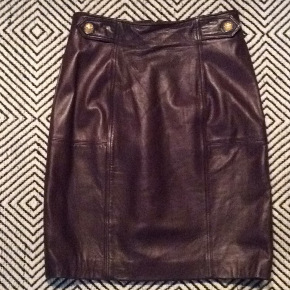 Burgundy leather skirt